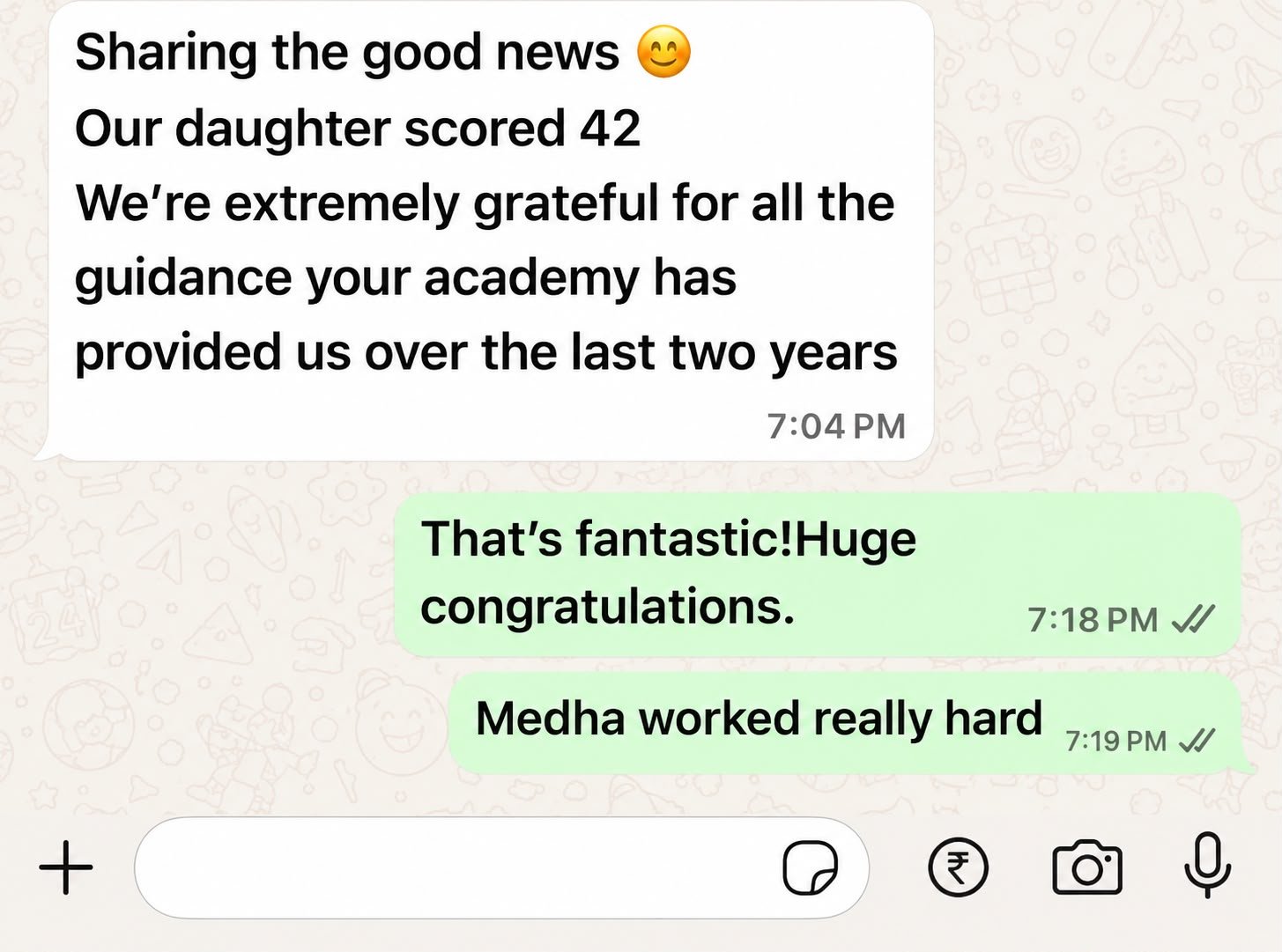 Original student message